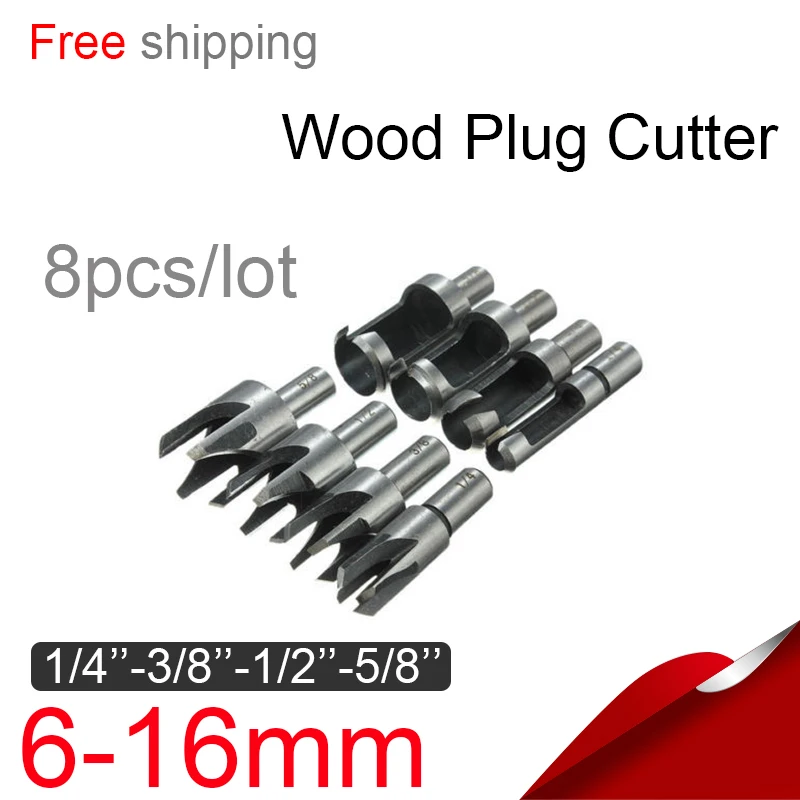 8pc Wood Plug Cutter Cutting Tool Drill Bit Set Straight And Tapered