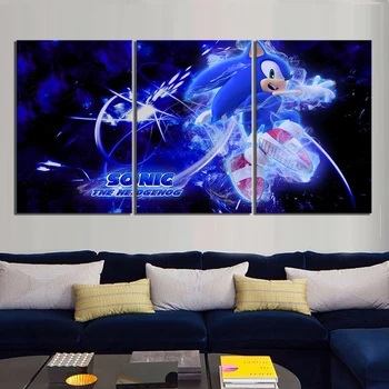 

3 Piece Sonic The Hedgehog Game Poster HD Wall Pictures Super Sonic Paintings Canvas Art for Home Decor Wall Art