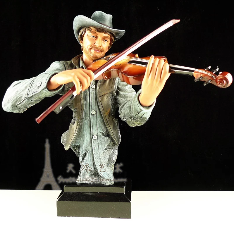 Abstract Violin Player Sculpture Handmade Resin Music Figure Statue