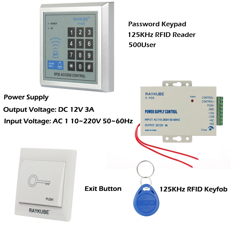 RAYKUBE RFID система контроля доступа комплект с электронным замком пароль клавиатуры и RFID считыватель DIY комплект для безопасности двери