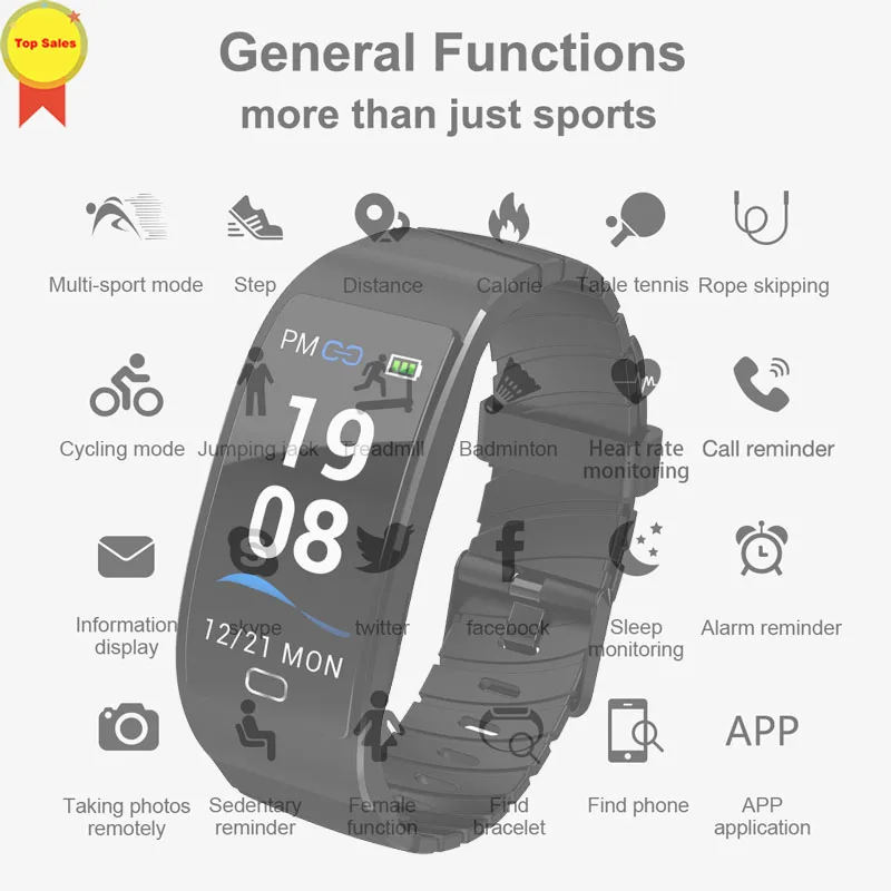 Outdoor activity Fitness Bracelet Heart rate monitor men watch women smart Wristband sleep tracker smart Band pk f1 mi band 3