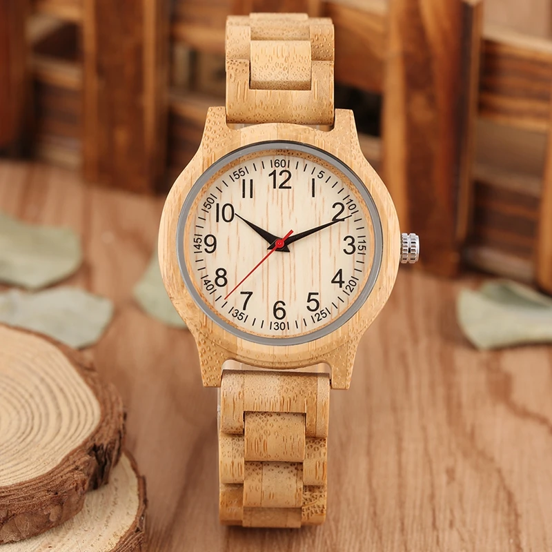 Natural All Bamboo Wood Clock Women Watches Top Brand Luxury Quartz Ladies Dress Watch Wooden Brangle For Gifts horloges vrouwen