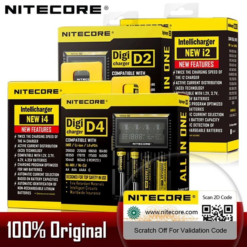 Зарядник Nitecore Digicharger D4 D2 I4 I2 зарядное устройство с ЖК экраном для литий ионной