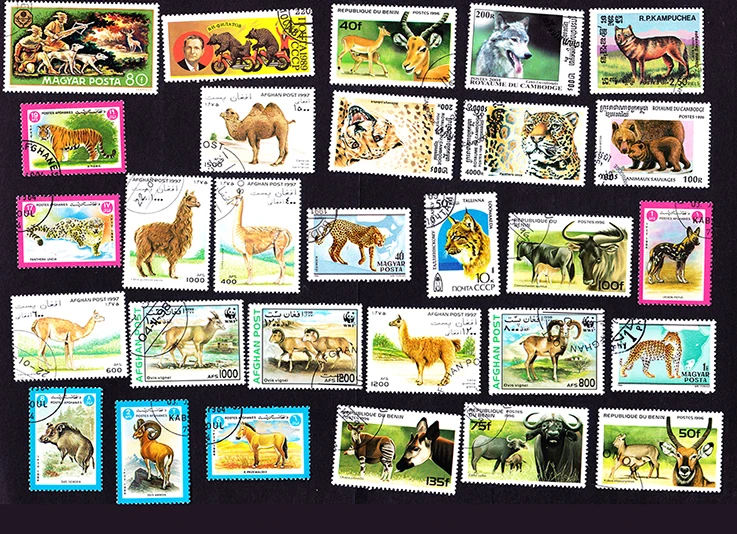 

imemo 50Pcs/Lot Wild Land Animals All Different From Many Countries NO Repeat Unused Postage Stamps for Collecting