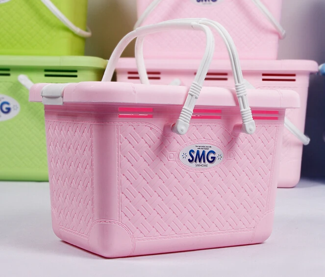 

1PC lare capacity plastic storage box with hadnle Multicoloured Plastic Storage Boxes With Lids FDA PP Lunch Box J0702