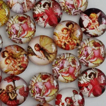 

25mm Random Mixed Butterfly Girl Round Glass Cabochon Flatback Photo Base Tray Blank DIY Making Accessories 10pcs/lot K03752