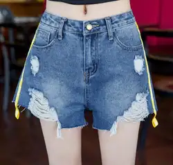 Летние джинсовые шорты женские свободные тонкие студенческие шорты