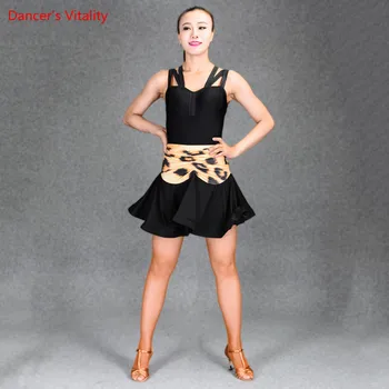 

New Women Latin Dance Suit Practice Clothing Female Adult Rumba Fishbone Wrap Buttocks Skirt Latin Competition Dance Costumes