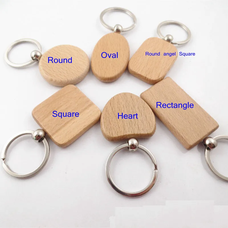 

100PCS Blank Rectangle Wooden Key Chain DIY Promotion Customized Key Tags Promotional Gifts
