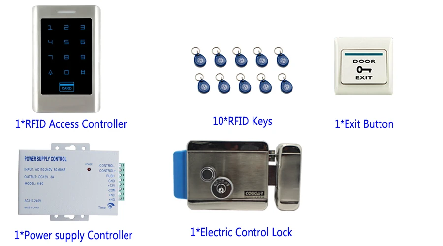 JEX RFID Touch пароль ключа доступа Управление ler из металла Подсветка кнопку двери Управление системы kit + Электрический Управление замок