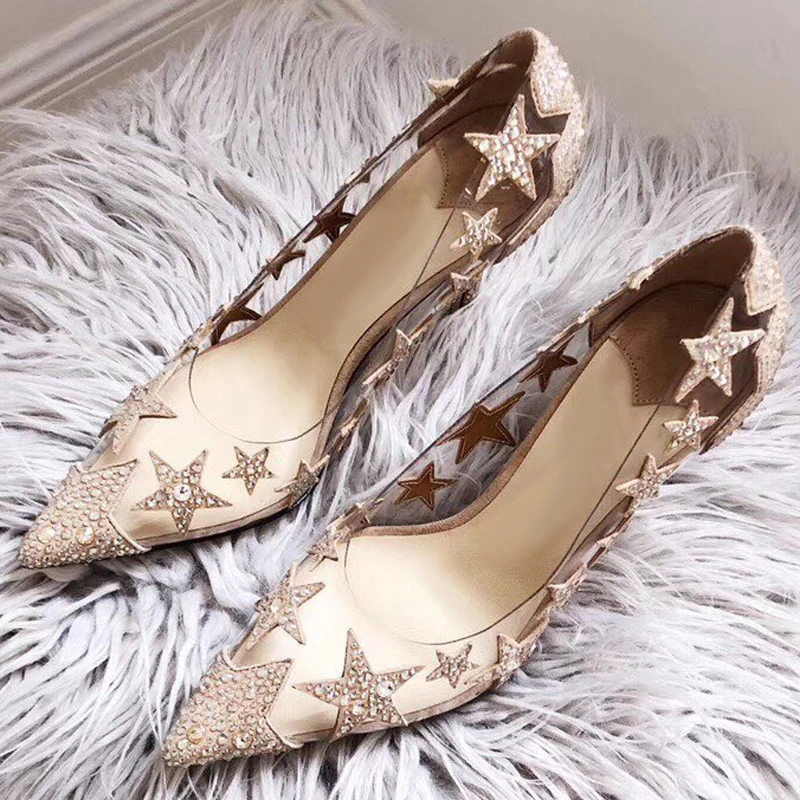 Обувь с принтом звезды женская обувь со стразами г. летние роскошные женские туфли-лодочки