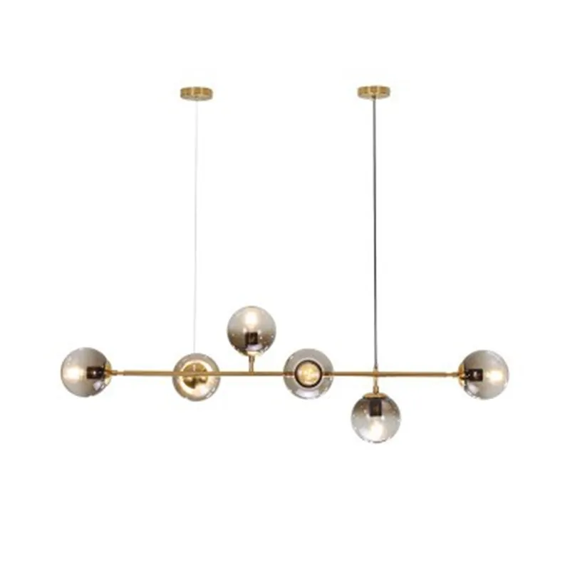  2019 New Nordic Style Art Strip Pendant Light Modern Parlor Model Room Glass Bulb Metal Rod Suspens - 33026146785