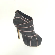 Sorbern/темно-серые ботильоны; короткая женская обувь; розовые ремни на платформе; пикантные ботинки на высоком каблуке; Новинка; реальные фотографии; NO PS