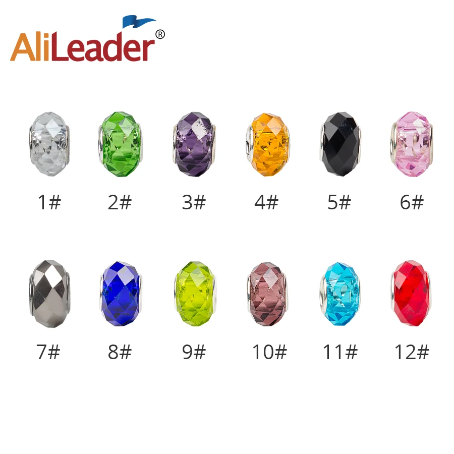 Wholesale Colorful Glass Beads For Hair Extension Dreadlock Beads Hair Jewelry For Braids Red/Pink Colorful Crystal Micro Ring