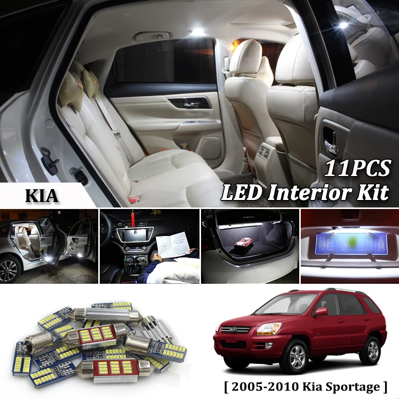 11Pcs White Canbus led Car interior lights upgrade Kit for 2005 2009