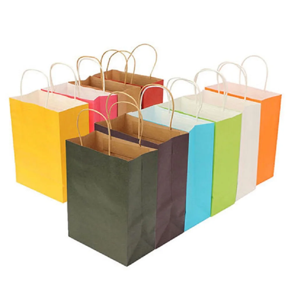 1 шт перерабатываемые 10 цветов вечерние сумки крафт-бумага Подарочный пакет с ручкой магазин Loot сумка