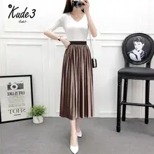 Праздник скидка! Для женщин бархатные плиссированные юбки модная уличная миди юбка женская повседневная юбка 5822