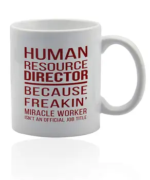 

Human resource director coffee mug 11 oz. white ceramic cup. Human resources gifts.