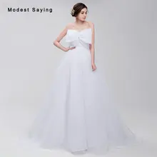 Simple White Ball Gown Wedding Dresses 2017 with Big Bow Formal Women Long Church Puffy Bridal Gowns vestido de noiva sereia