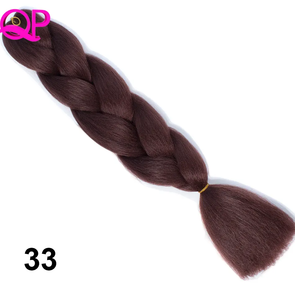 Qp волосы вязанные крючком коса Омбре два тона серый Омбре Джамбо предварительно плетенные волосы высокая температура ratратурe fiber синтетические волосы для наращивания - Цвет: #33