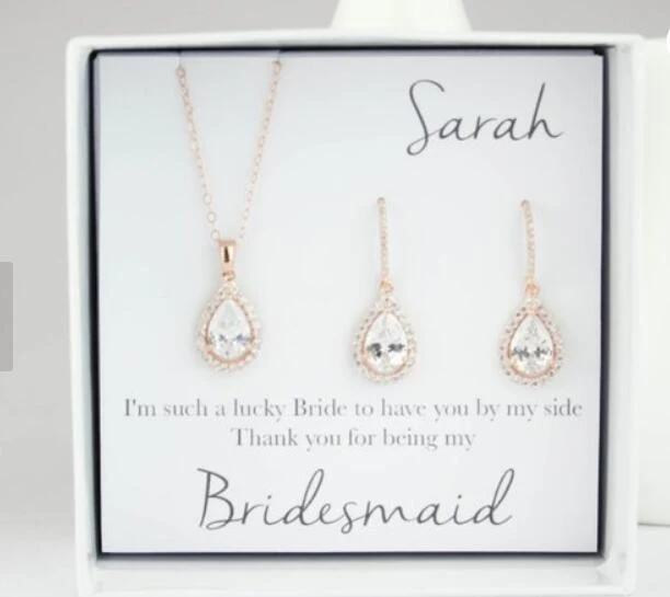 bridesmaid rose gold jewelry sets