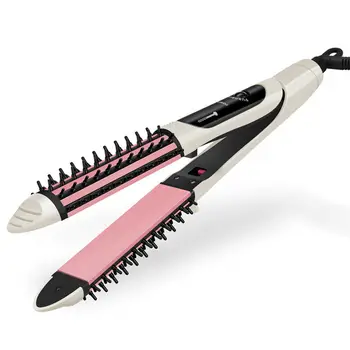 

Professional Electric Styler Hair Curler Brush Curling Straightening Iron Heat Brush Wand Hair Styler Straightener Flat Iron