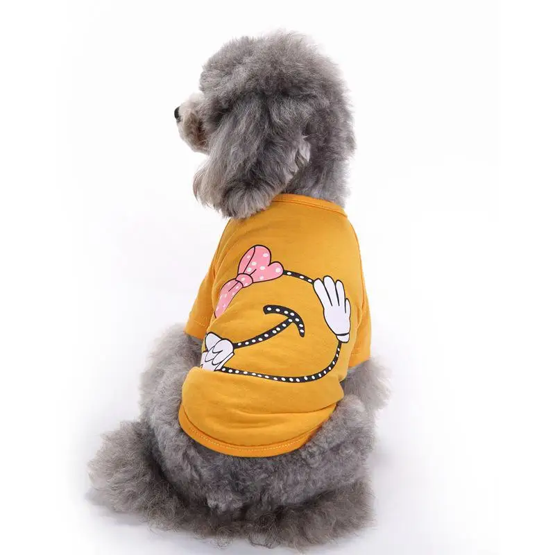 Летняя одежда для собак для маленьких собак хлопковая жилетка в полоску для собак Одежда для животных с принтом для чихуахуа дешевая рубашка для собаки - Цвет: Yellow Smiling Face