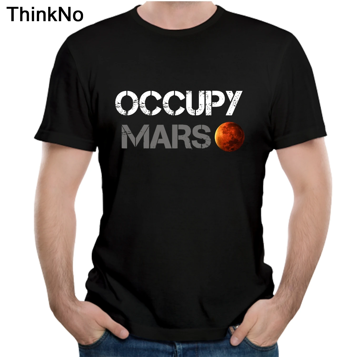 Космическая футболка футболки Тесла Повседневный Топ Дизайн Popualr Occupy Mars хлопковая футболка