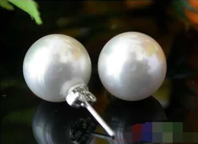

hot sell new - 1372 ROUND WHITE SOUTH SEA SHELL PEARL STUD EARRING