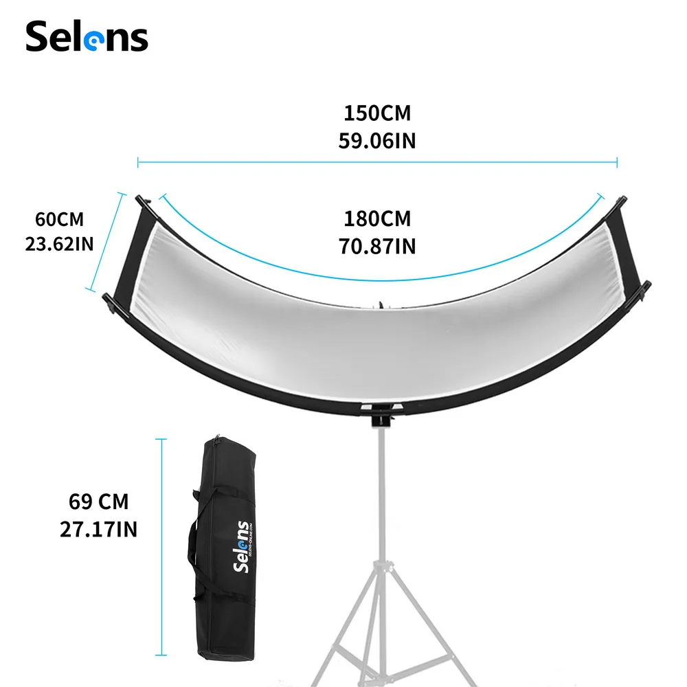 Selens изогнутый светоотражатель для портретной фотосъемки 60x180 см для фотостудии Аксессуары