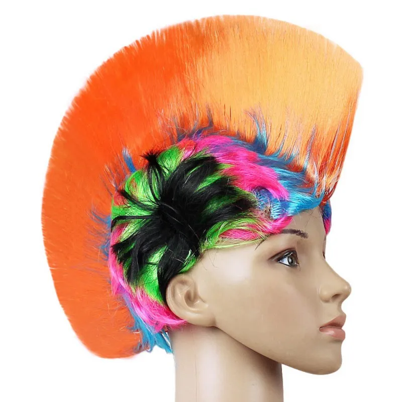 Многоцветный Радужный Mohawk светодиодный светильник парик панка для Маскарадного костюма рокер - Цвет: orange