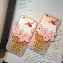 Newest cellphone case 3D Cartoon Silicone Case For iPhone 6 6 plus Cherry Ice Cream Cone