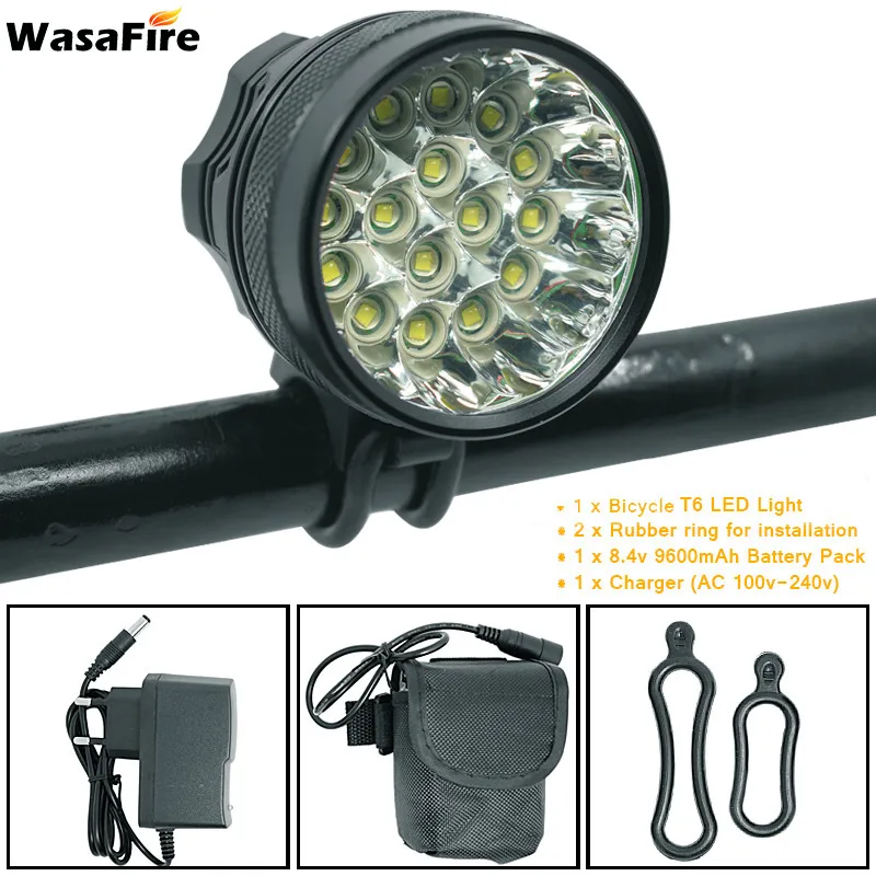 Top WasaFire 40000 lm 16 xT6 LED Bicycle light front Headlight Riding Cycling Bike Front Light for Outdoor Riding Lamp +Battery pack 14