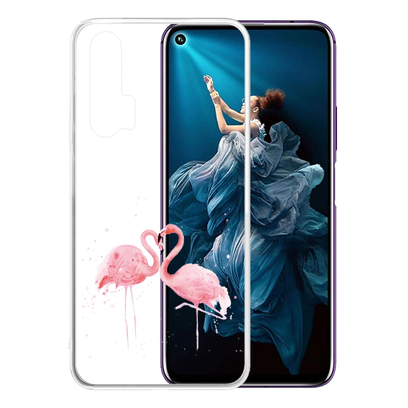 

Soft Silicone Clear TPU Case for Huawei Honor 20 Pro 9X 8X 10 Lite V20 6X V10 9N Anti-Scratch Flamingo Printed