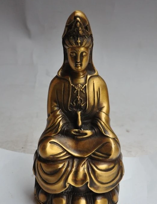 

9" chinese buddhism Temple bronze Quan yin Kwan-Yin Guanyin Bodhisattva statue