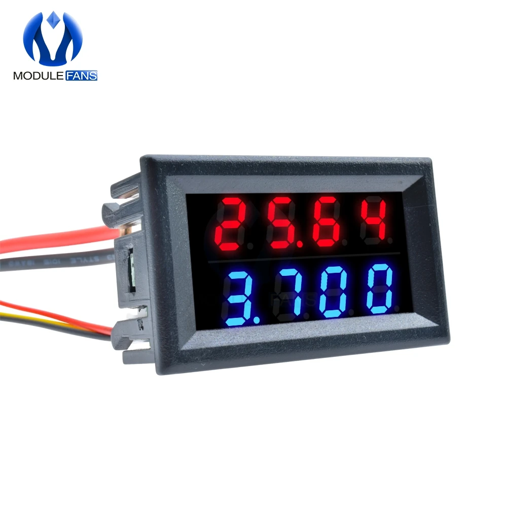 

Red Blue Dual Digital LED AMP Display DC Voltmeter Ammeter 4 Bit 5 Wires DC 200V 10A Voltage Volt Current Meter Power Supply