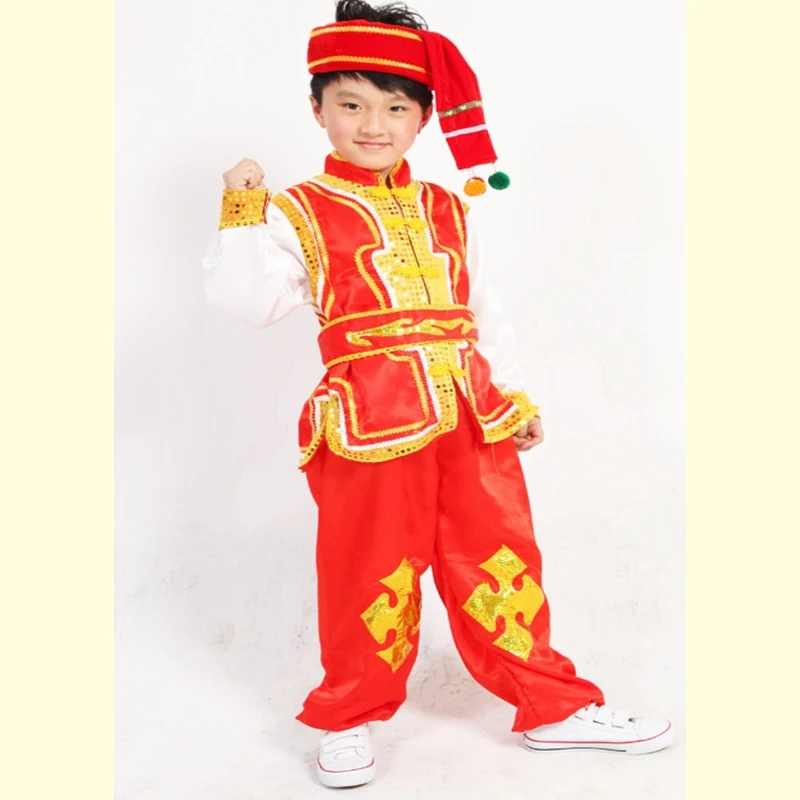 Boy Miao clothing Children hmong clothes children traditional chinese costume With Headress
