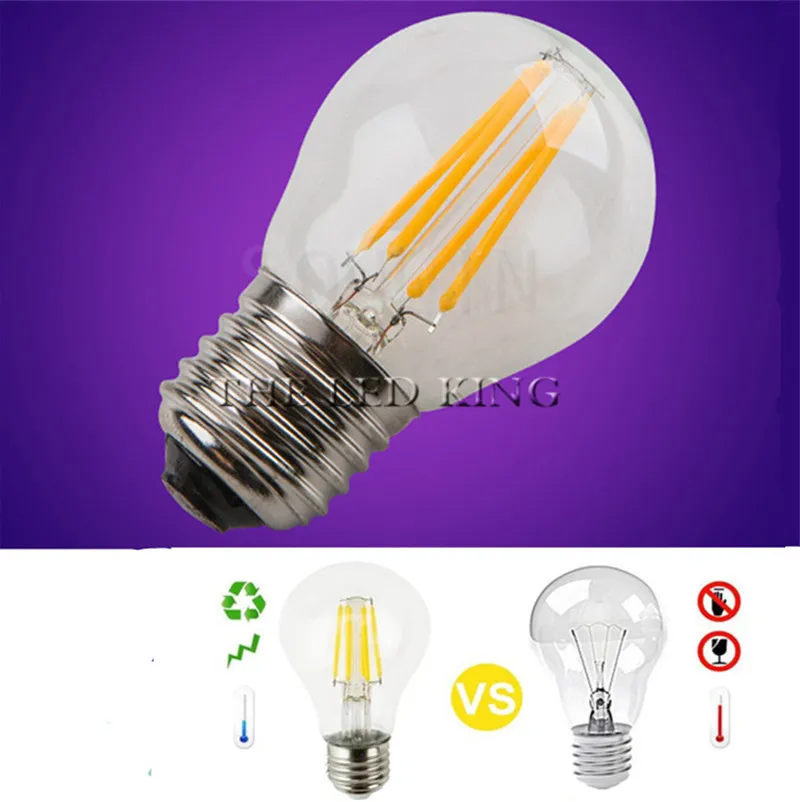 

A60 G45 E14 Vintage LED Filament Light Bulb E27 COB Bulbs 6W 12W 18W 24W Filaments 220V 230V Lampada Replace 30W 50W 80W 100W
