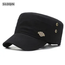 SILOQIN Новая летняя трендовая хлопковая одноцветная армейские кепки Регулируемая мужская плоская кепка для отдыха для верховой езды, для альпинизма козырек шляпа