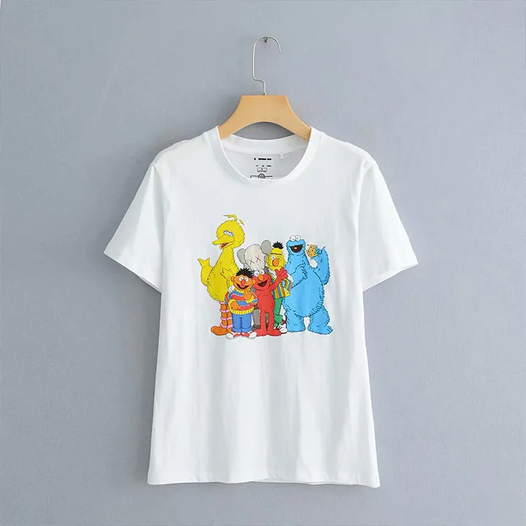 

2019 new Fashion Cotton with round neck and short sleeve printed T-shirt For Women Freeshipping