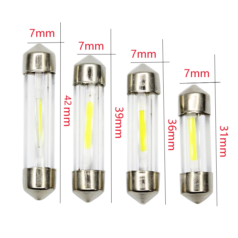 2 шт./пара SUNKIA 31 мм 36 39 42 C5W прочный DC12V COB лампа накаливания светодиодный купол с