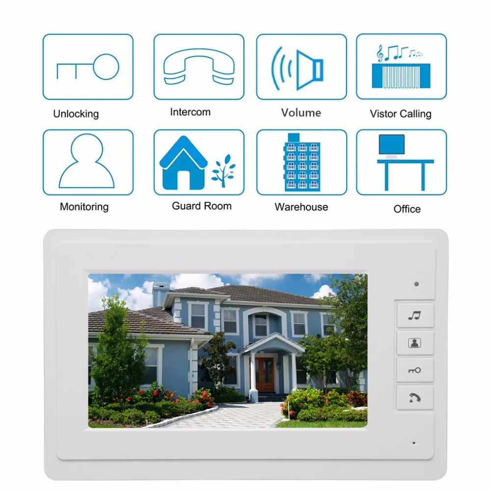 2 единицы квартира видеодомофон система 7 "монитор Видео дверной телефон алюминиевый сплав ИК-камера для 2-домохозяйства видео дверной