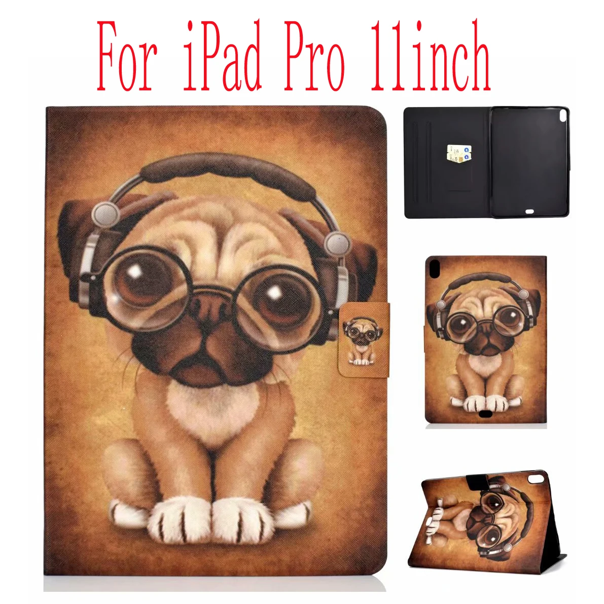

For Ipad Pro 11 Case Cartoon Prints Tablet Book Flip Cover For iPad Pro 11'' 2018 Smart Cover Stand Auto Sleep/Wake Kids Case