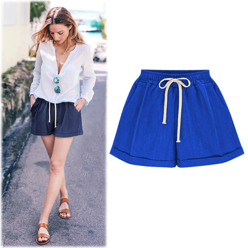 2pcs/lot Summer Loose Wide Leg Short Pants Women Casual Wide Leg Cotton