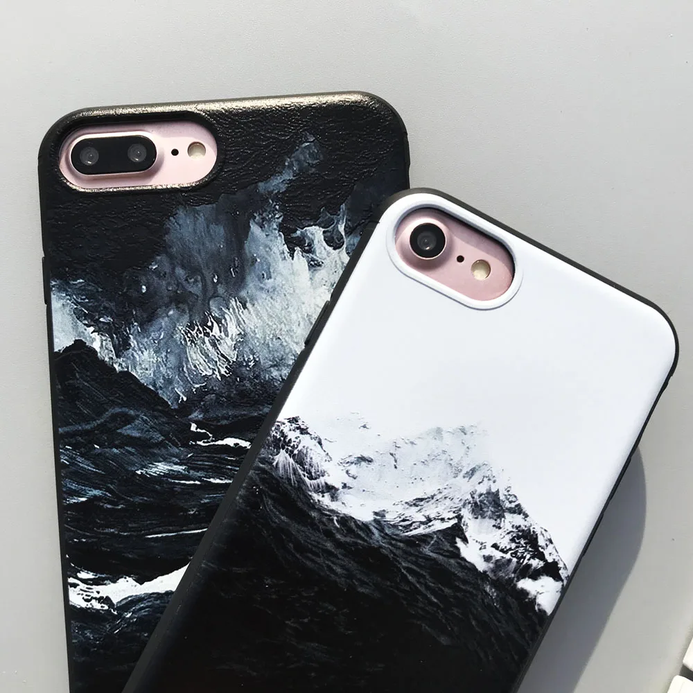 EKONEDA черный чехол ТПУ для iPhone 6 6S Plus чехол силиконовый морская волна Himalaya чехол горы для iPhone 7 8 Plus X XR XS Max чехол