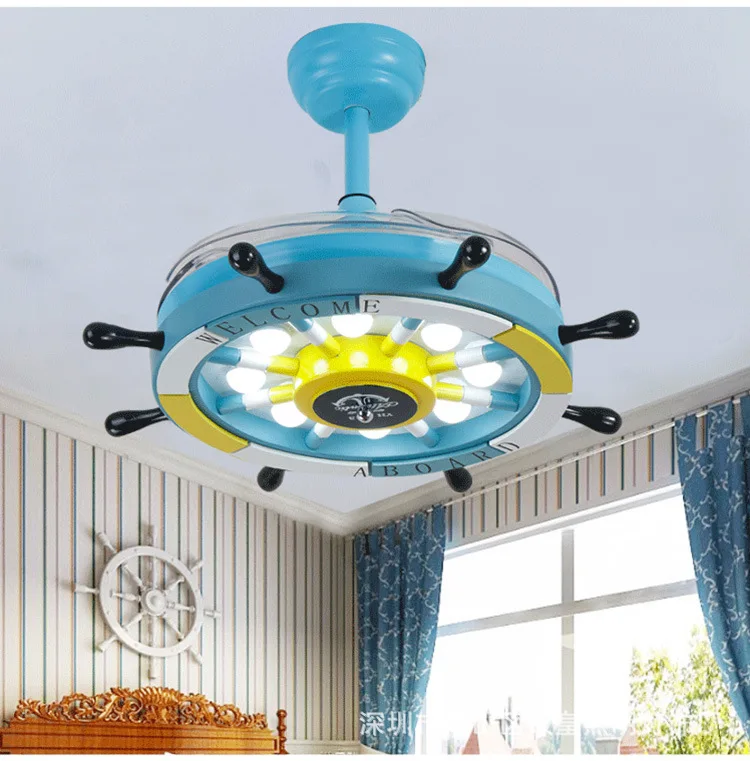 

42inch child rudder Modern Invisible Fan lights Acrylic Leaf Led Ceiling Fans 110v/220v Wireless control ceiling fan light