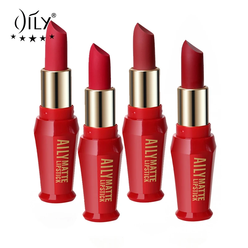 

AILY Long-lasting Sexy Red Matte Lipstick Long Lasting Batom Cosmetic Natural Miosturizing Makeup Lip set Chinese Town