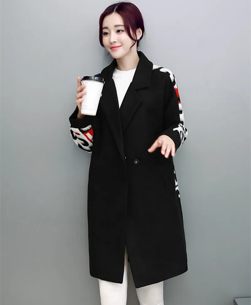 Rugod 2018 Autumn Winter Fashion Women Coat Jacket Long sleeve Medium Long High Quality Wool Coats Loose Warm Woolen Outwear