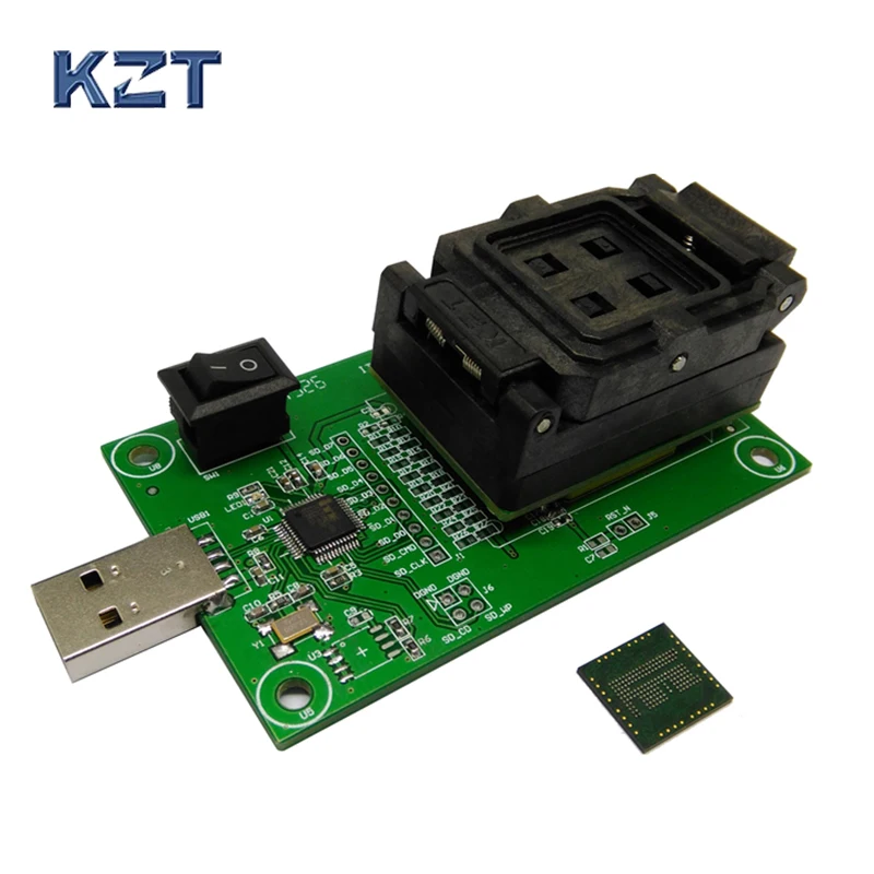 

eMCP162 Socket to USB, for BGA162 BGA186 testing, Chip Size 11.5*13mm, eMCP programmer Clamshell Test Socket For Data Recovery