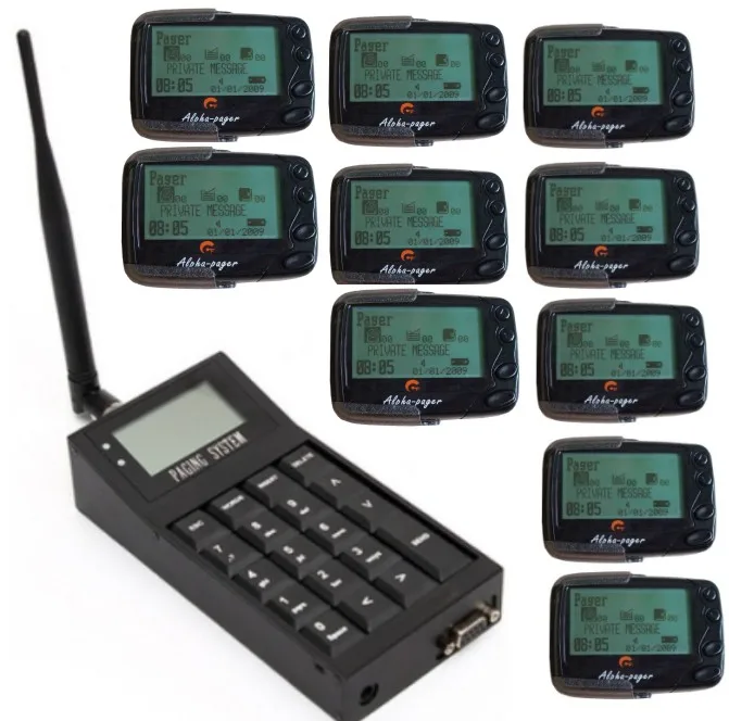 Free shipping!!! Pocsag paging system,PC setting Alpha text input transmitter,10pcs wireless POCSAG text message pager/receiver